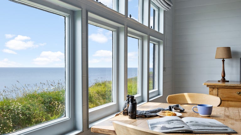 The sea view from the dining table at Wireless Cottage, Cornwall
